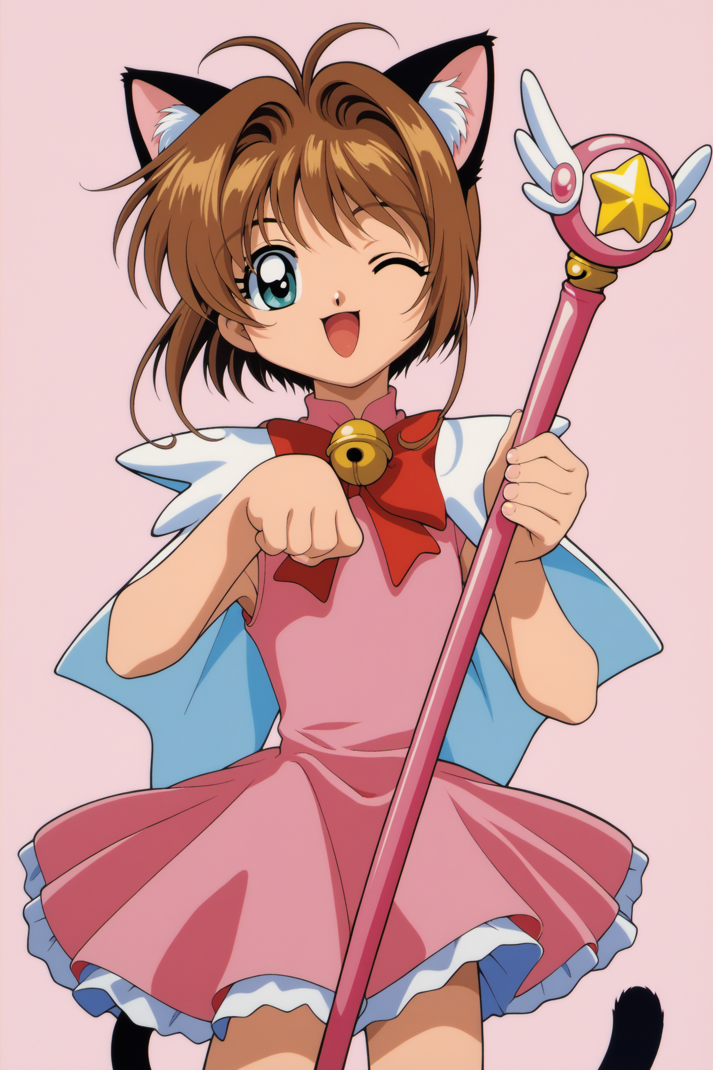 26612-2101372486-1girl,kinomoto sakura,animal ears,one eye closed,cat ears,solo,tail,brown hair,bell,green eyescat tail,magical girl,dress,paw po.png